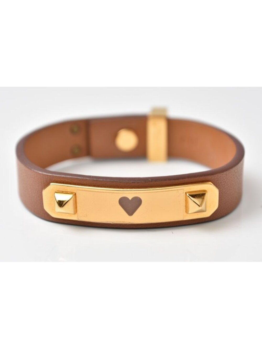 Hermes Bangle Bracelet Heart Brown Gold Veau Swift T2